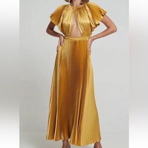 L’Idee Gold Pleated Dress New with Tags